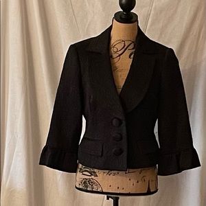 WHBM black brocade 3/4 sleeve blazer. Size 10 Like New
